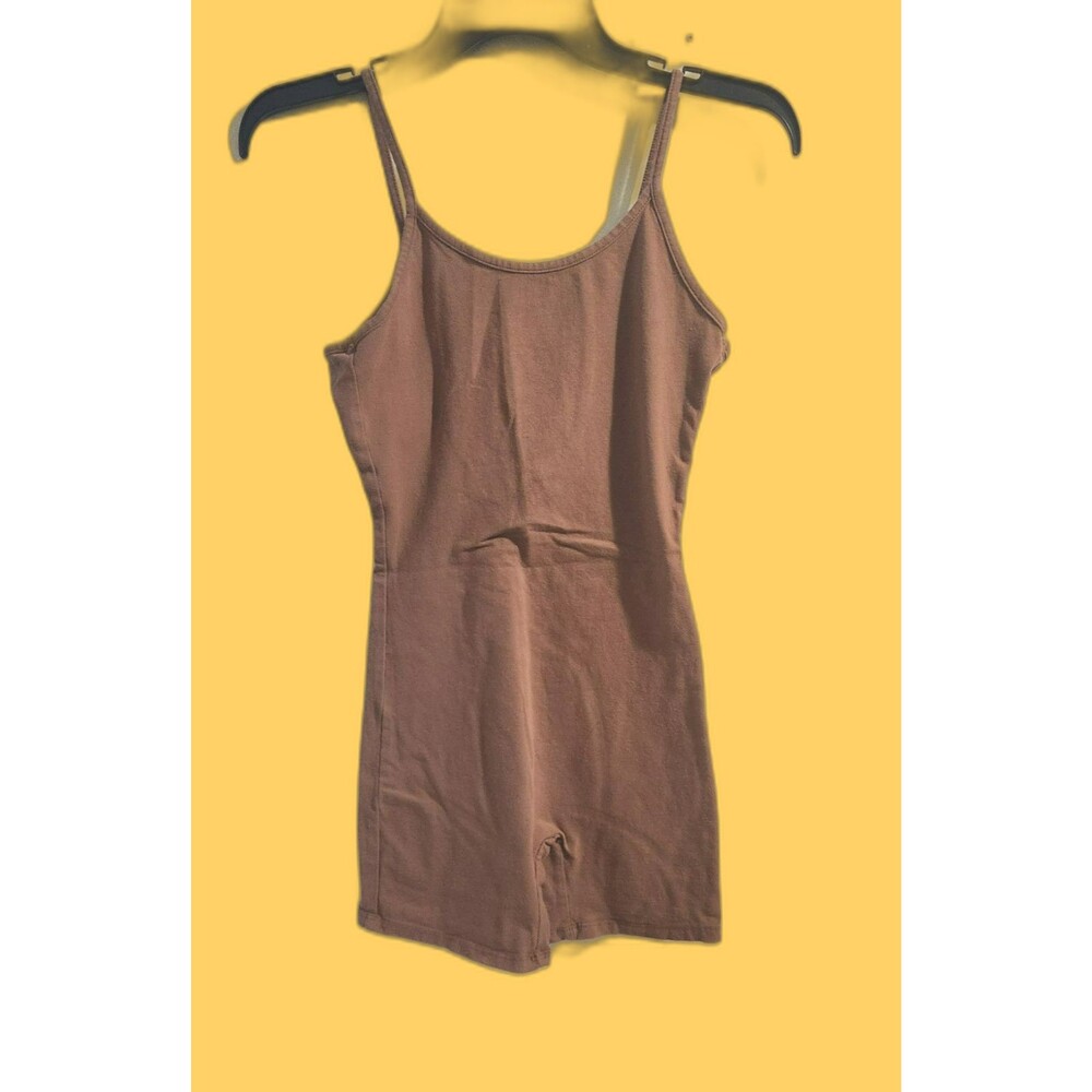 Bozzolo minimalist Athleisure Shorts Bodysuit in Brown  Size Small sleeveless